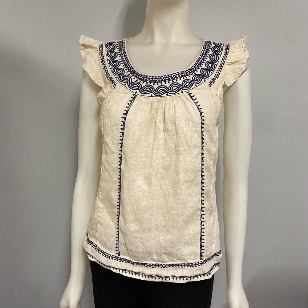 Point Sur 100% Linen Embroidered Tank Top